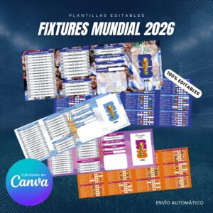 Fixture Mundial 2026 Editable en Canva + Descarga instantánea